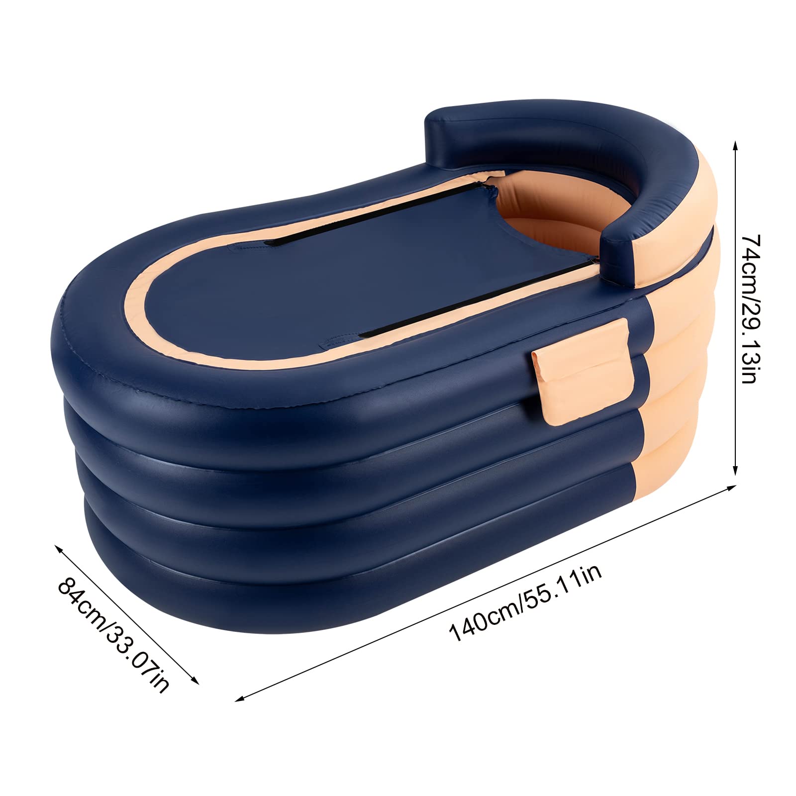 BañEras Inflables para Adultos, Plegable Inflatable Viaje Bathtub, PortáTil BañEra con Cubierta de Cremallera y Bolsa, para Baño Caliente y Hielo, 84 X 140 X 74 cm