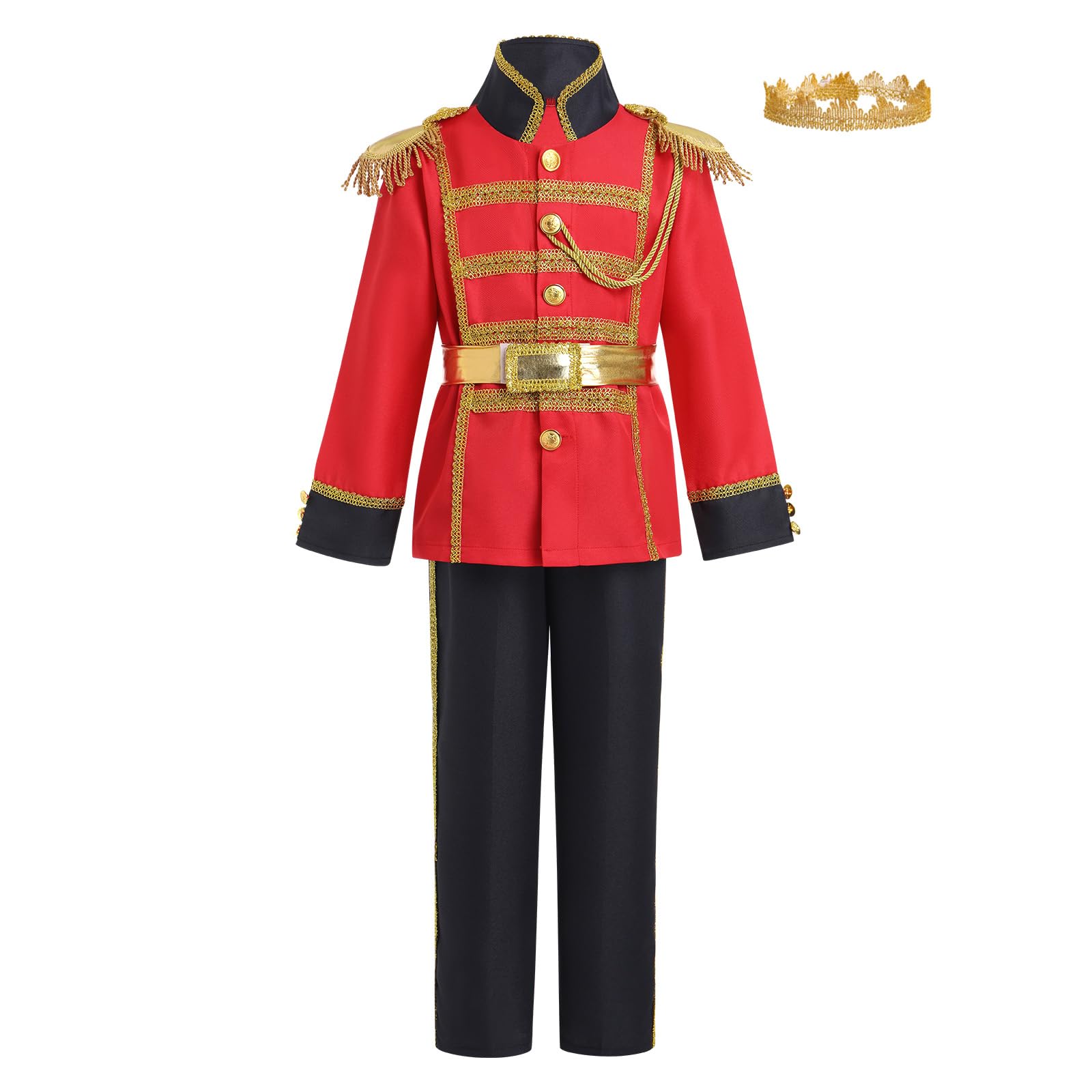 IBTOM CASTLE Boys Prince Charming Costume for Toddler Kid Medieval Royal Prince Jacket Pants Crown Dress Up Party Outfit