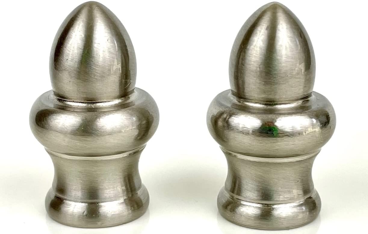 Brushed Nickel Metal Lamp Finial, (Set of 2) Standard 1/4"-27 Thread (Brushed Nickel)