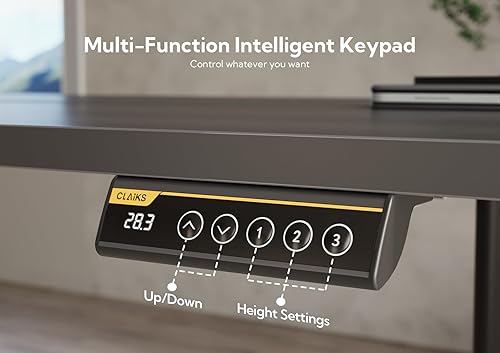 Miniatura 9 de Claiks Escritorio eléctrico de pie, escritorio de pie de altura ajustable, 55 x 24 pulgadas, escritorio de oficina en casa con tablero de empalme,