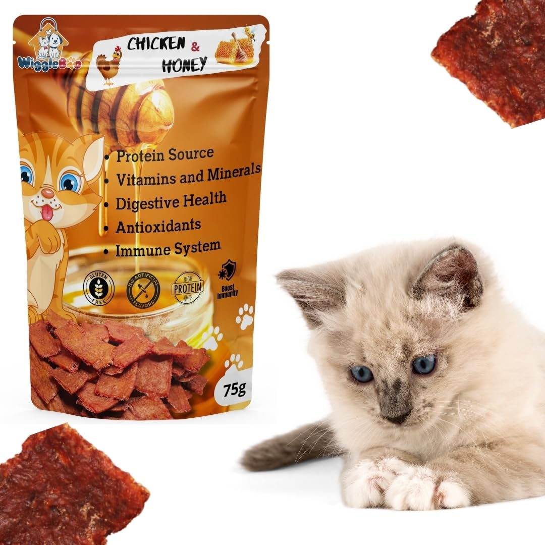 WiggleBoo Chicken & Honey Cat Treat | Protein Rich | Fiber Rich | Crunchy Healthy Snacks | 100% Natural | 75g (B0CQJMQQPL) Amazon Price History, Amazon Price Tracker