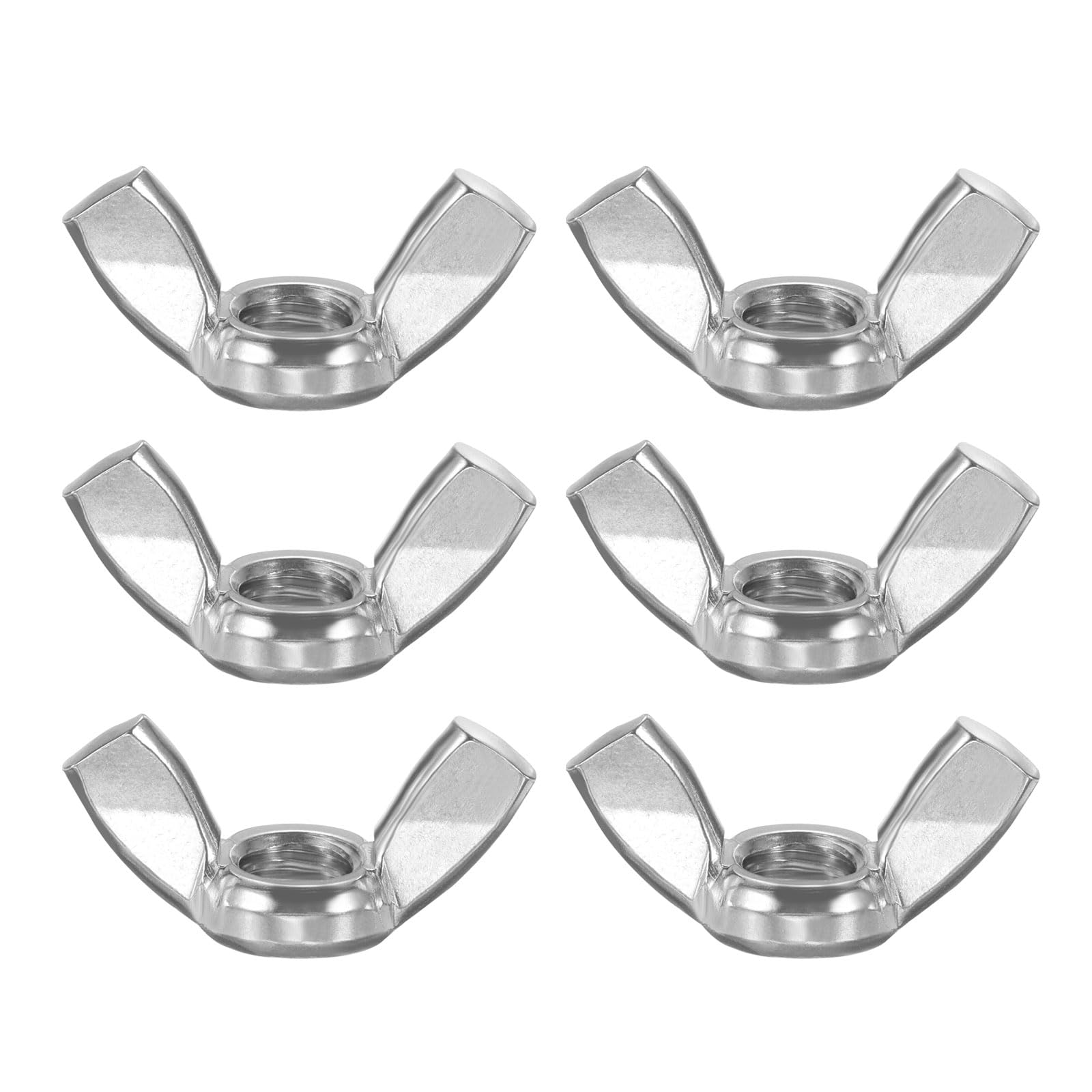 PATIKIL Wing Nuts, 6 Pcs 1/2"-13 304 Stainless Steel Butterfly Wing-Nut Fasteners Parts for Repair Install House Furniture Boat, Silver