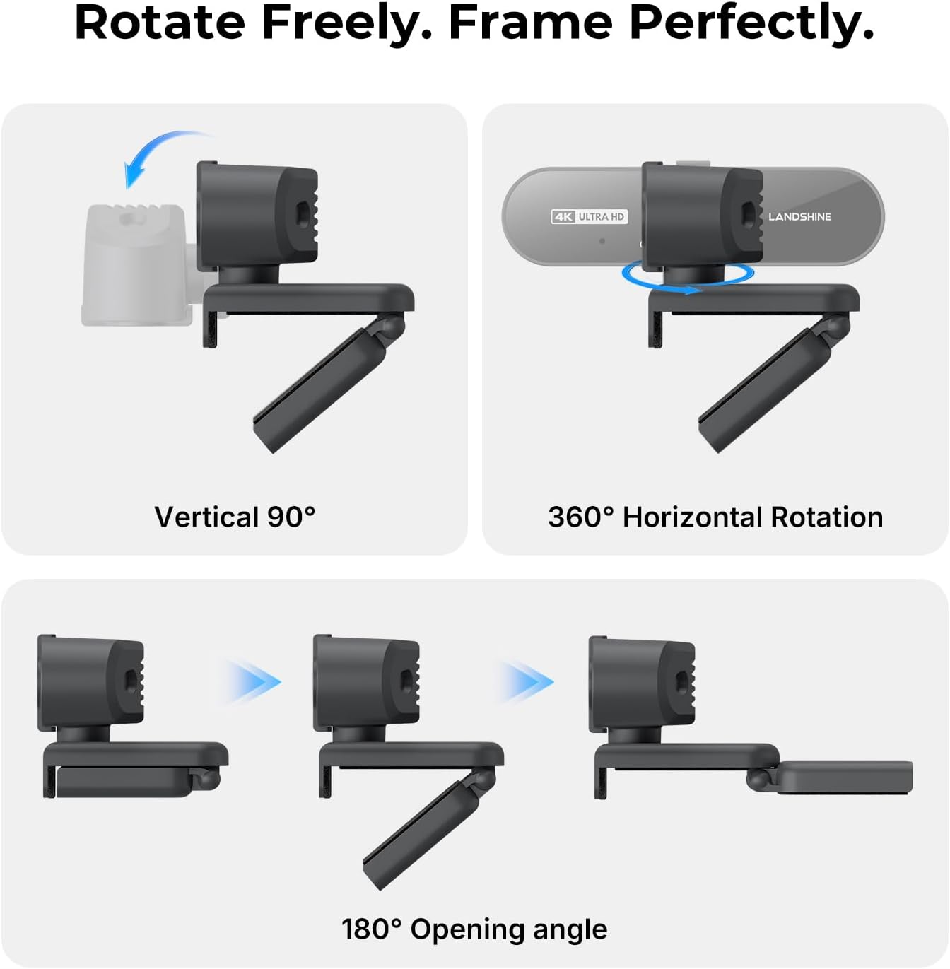 4K Webcam with Microphone, Triple Privacy Protection Computer Camera Calls