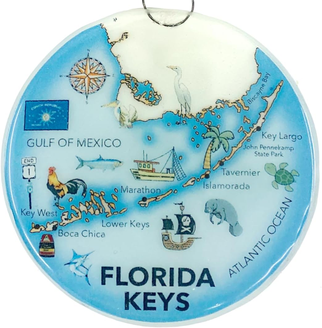 Florida Keys Christmas Tree Ornament Art Glass Light