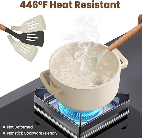 Miniatura 5 de Juego de utensilios de cocina  Utensilios de cocina de silicona 12 piezas para cocinar, espátula, volteador, cuchara, cepillo, útiles ollas y