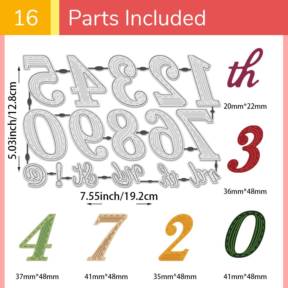 UNICRAFTALE 16pcs 0-9 Arabic Numeric Metal Cutting Dies for Card Making Number Words Carbon Steel Die Cuts Stencils Templates Scrapbooking Embossing Template Dies for DIY Photo Album Decor - Image 3