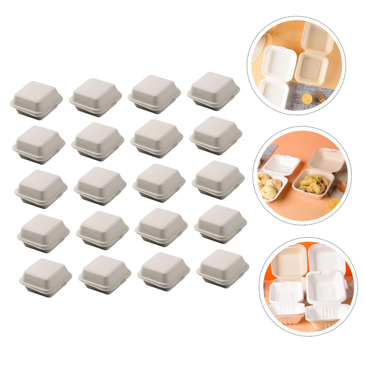 OKUMEYR 20Pcs Portable Disposable Take Out Containers Multi Function Food Storage Boxes Safe Cane Syrup Material Capacity for Lunch for Takeout Supplies