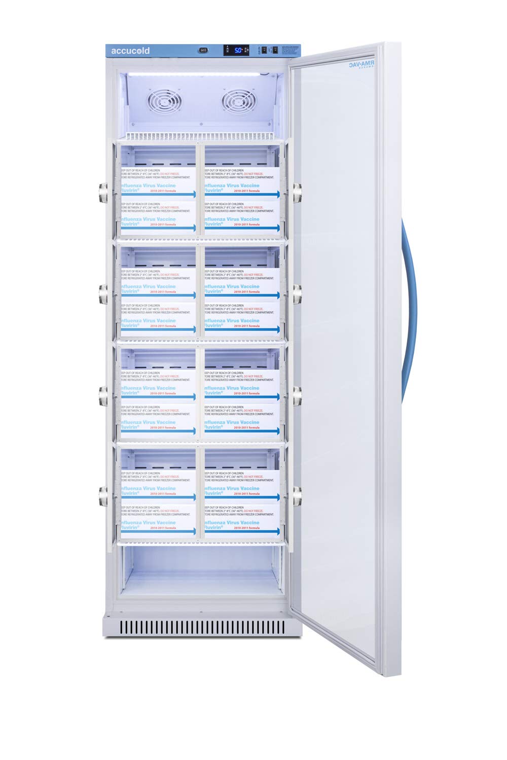 Summit Appliance ARG15PVLOCKER Pharma-Vac 15 cu.ft. Upright Glass Door Commercial Vaccine All-Refrigerator With Eight Interior Lockers, Acces Port, Lock And Silver-Ion Handle - View 3 | Fridge.com