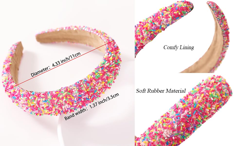 Miniatura 7 de Somlatrecy Diadema de chispas para mujer, diseño de bloques de color, bandas anchas para el cabello a la moda, gruesas y acolchadas, accesorios para