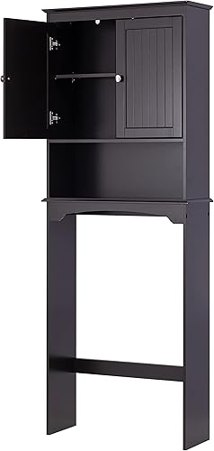 Miniatura 6 de Spirich Armario sobre el inodoro para almacenamiento de baño, armario de almacenamiento sobre el inodoro con puertas y estantes ajustables, color