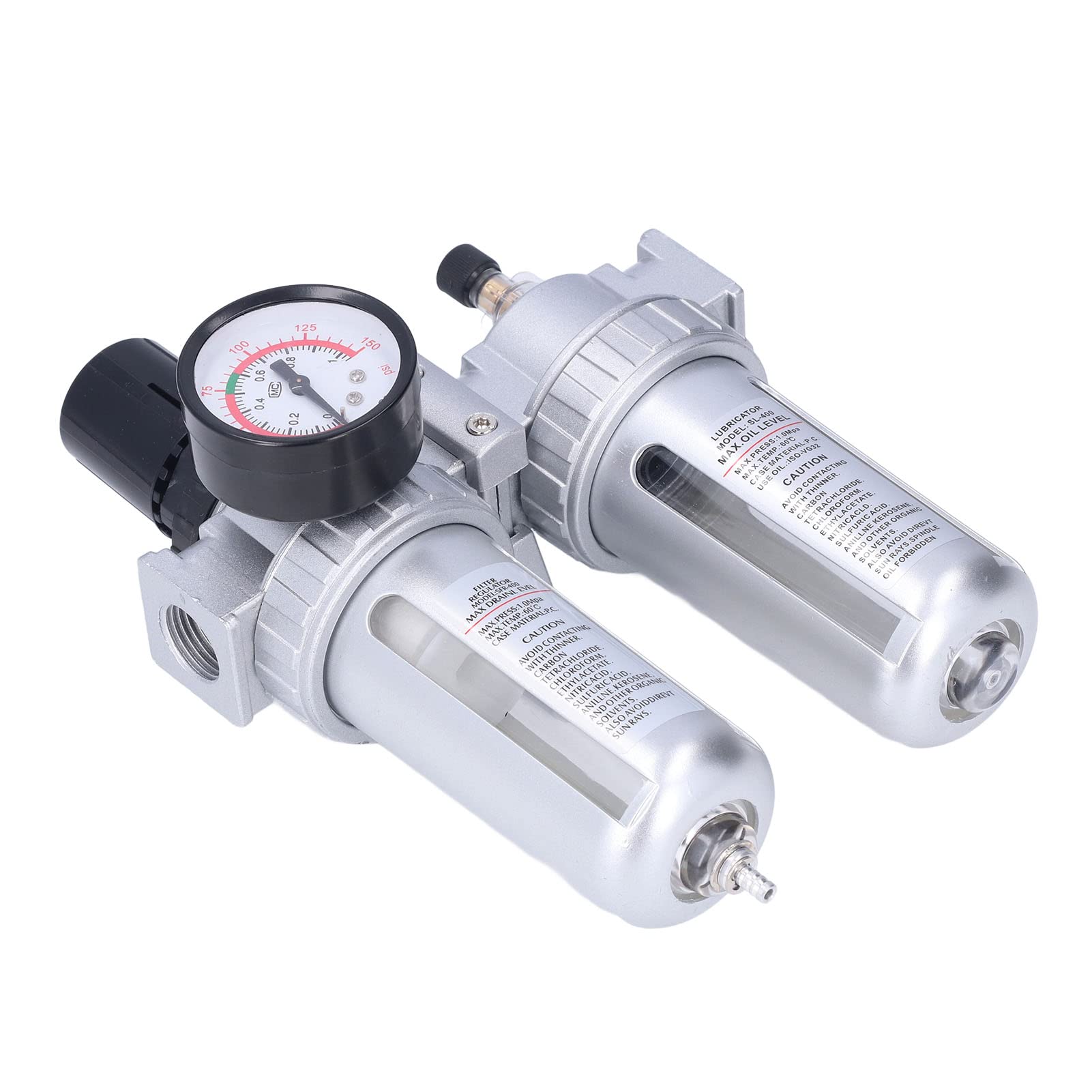 Filtro de Compresor de Aire, Filtro de Aire con Manómetro Regulador de Filtro de Aire Comprimido Regulador Separador de Aceite de Agua con Manómetro Máximo 1Mpa