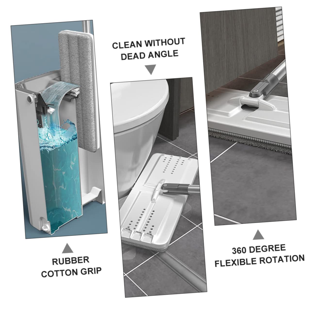 Juego de Trapeador Limpio Cubo, Acero Inoxidable, Plata | Paño de Microfibra de Repuesto, Asa Portátil Integrada, Rotación Flexible para Suelo y Habitación