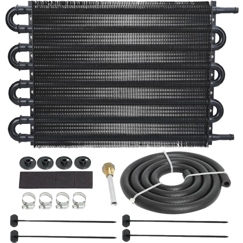 American Volt Universal 8 Pass Aluminum Engine Transmission Oil Cooler 6AN Size Fittings 3/8