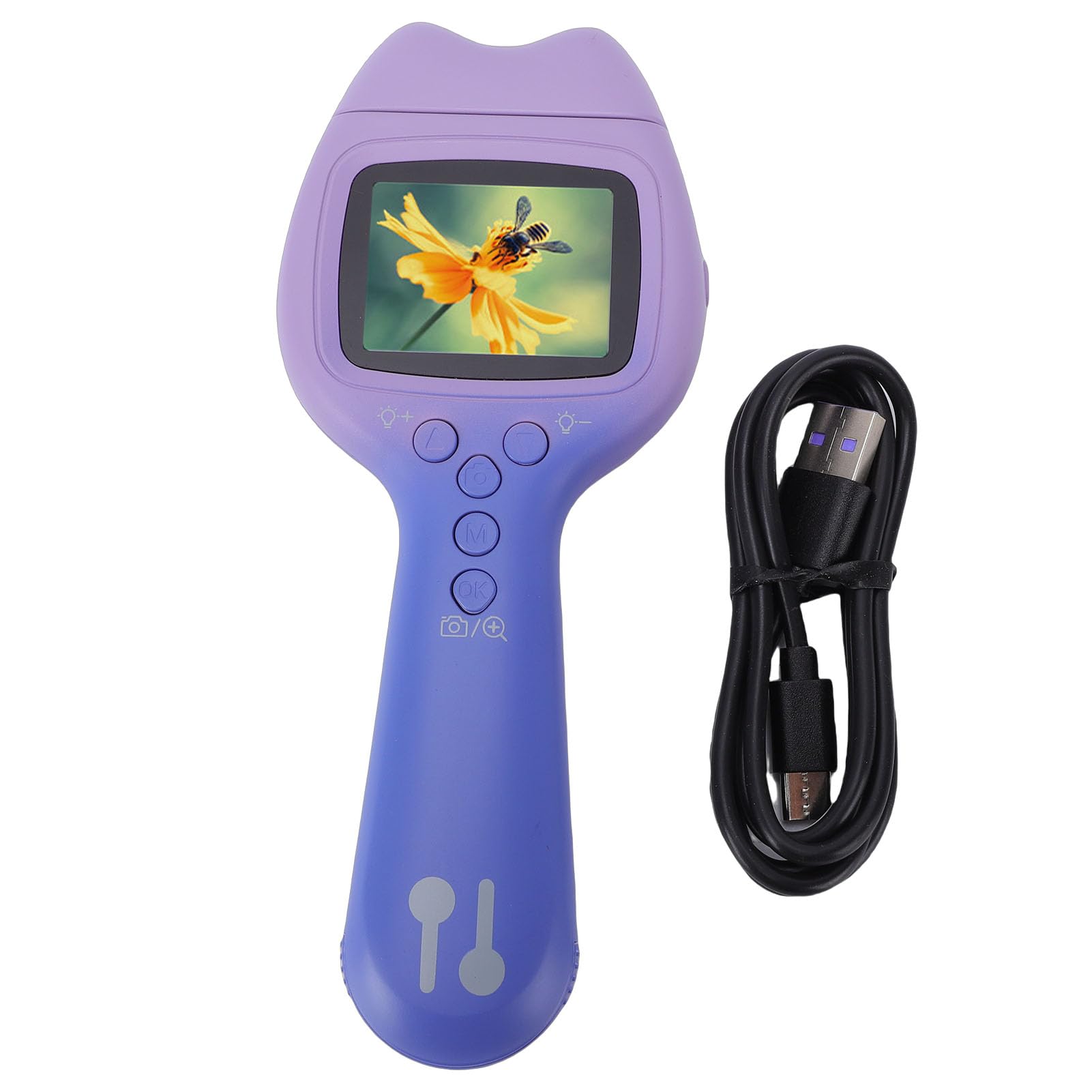 Hand-Digitalmikroskop, 2-Megapixel-Kamera, 180° Drehbares Objektiv, 2,0-Zoll-Bildschirm, Kindermikroskop, Lupe mit 500-facher Vergrößerung, 5-fachem Digitalzoom ABS, für, Studenten (Blau