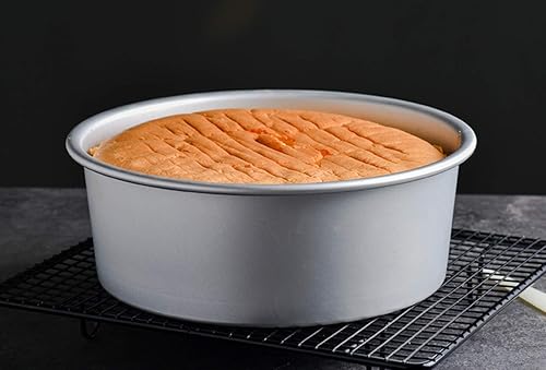 Miniatura 7 de Tosnail Paquete de 2 moldes redondos de aluminio para pasteles de 9 x 3 pulgadas con parte inferior extraíble