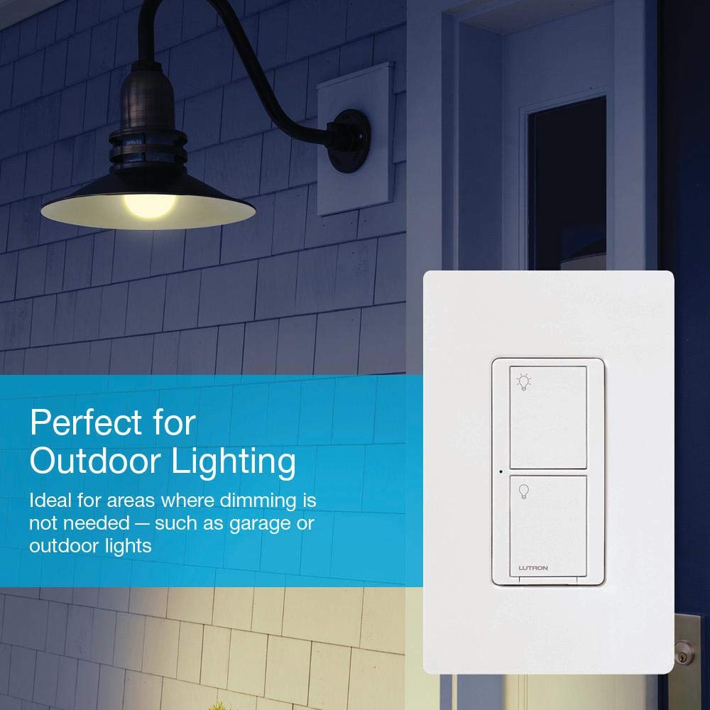 Lutron Caseta Original Smart Switch with Wallplate (Lutron Smart Hub Required), for LED Lights and Fans, 5 Amp, Single-Pole/3Way, Neutral Required, PDW-5ANS-WH-A, White