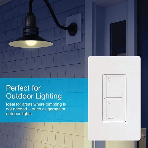 Vista 45 de Lutron Caseta - Kit de interruptor de luz inteligente de lujo con placa de pared y concentrador inteligente, compatible con Alexa, Apple Home