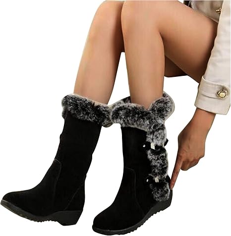 Amazon.com: Botas rojas para mujer, de ante para invierno, cálidas y de  forro polar, de algodón, con hebilla, para cinturón : Ropa, Zapatos y  Joyería