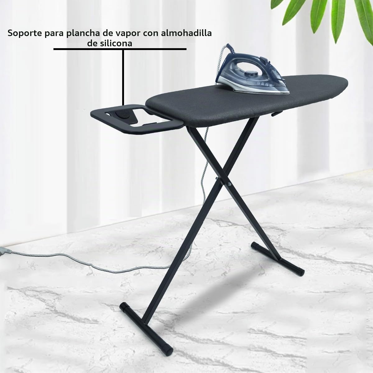 Duwee Tabla de planchar con cubierta resistente al calor y almohadilla de fieltro gruesa, plegable, altura ajustable, tabla de planchar compacta, peso ligero, fácil de almacenar, negro, 31 x 91 cm