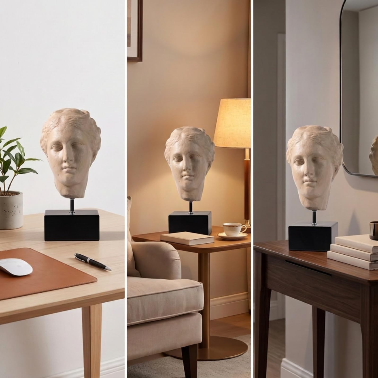 Busto Resina Resistente Al sgaste Escultura con Base Figura corativa para Salón, Recibidor