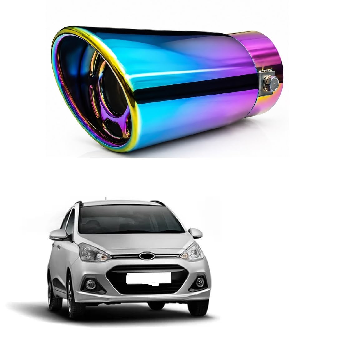 Car Rainbow Iridescent Car Exhaust Tip Show pipe Muffler End Pipe Compatible with Grand i10-image-7