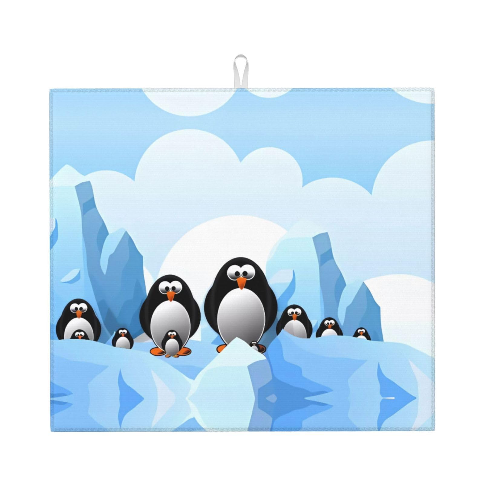 Yyhwhjde Black Penguin Antarctica Ice Prints Kitchen Drying Mat – Absorbent Dish Throw For Countertop, Non-Slip Layer With Vibrant Prints, Ideal For Housewarming