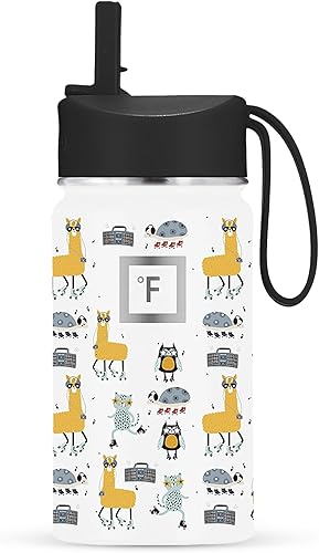Miniatura 6 de IRON FLASK Botella de agua para niños, 18 onzas, tapa con pajilla, 20 calcomanías con nombre, acero inoxidable aislado al vacío, vaso de doble