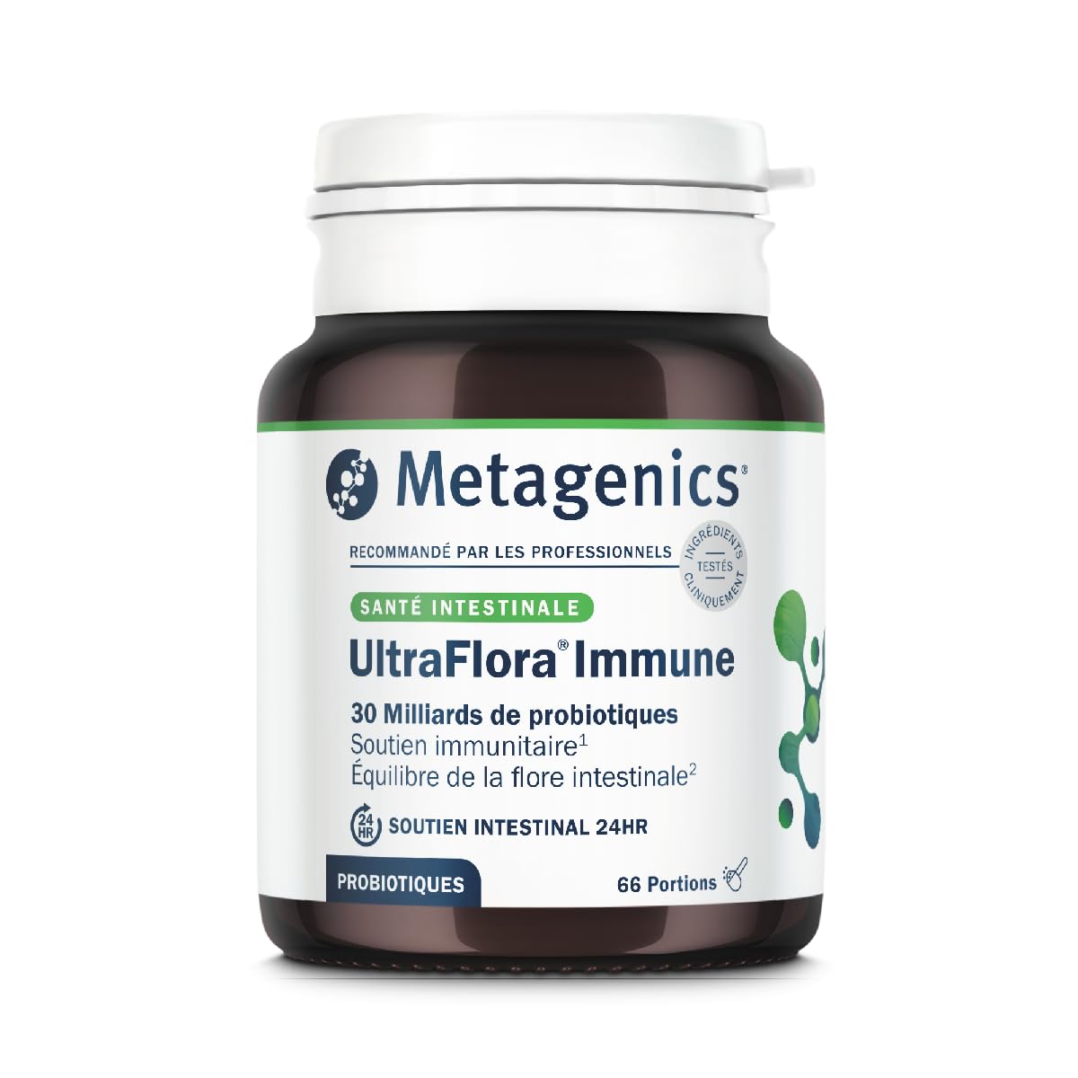 Metagenics UltraFlora Immune, Probiotiques Flore Vitamine D, 60 Portions | Ferments lactiques sélectionnés et vitamine D. Contribue au fonctionnement normal du système immunitaire au quotidien.