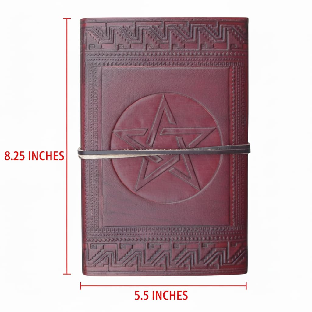 Deepeeka Leather Diary With Pentagram, Planner Organizer for Men and Women, Antique Handmade, Medieval/Viking Style, 240 pages - (210mm x 140mm; 8.5" size)      Hardcover