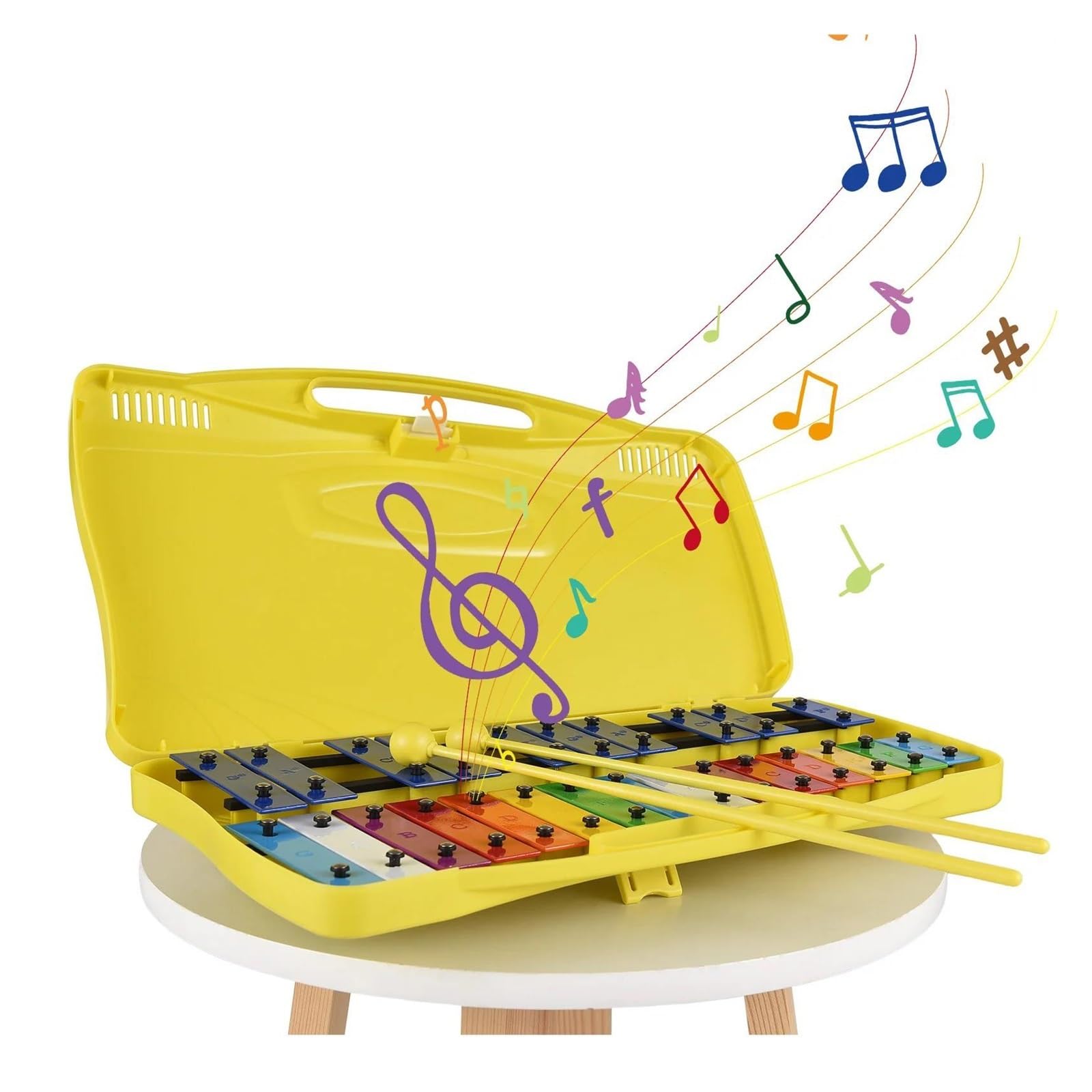 Xylophone Xylophone Glockenspiel 25 Notes Touches Métalliques Colorées Instrument De Musique À Percussion Et Rythme Avec 2 Maillets Portables