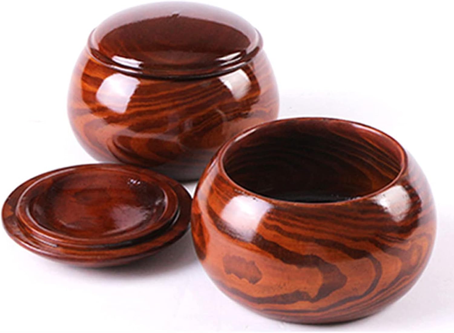Pine Wood Go Game Bowl Chess Pot Go Stone Pieces Holder - Classic Strategy 2 Player Board Game (Weiqi/Baduk)