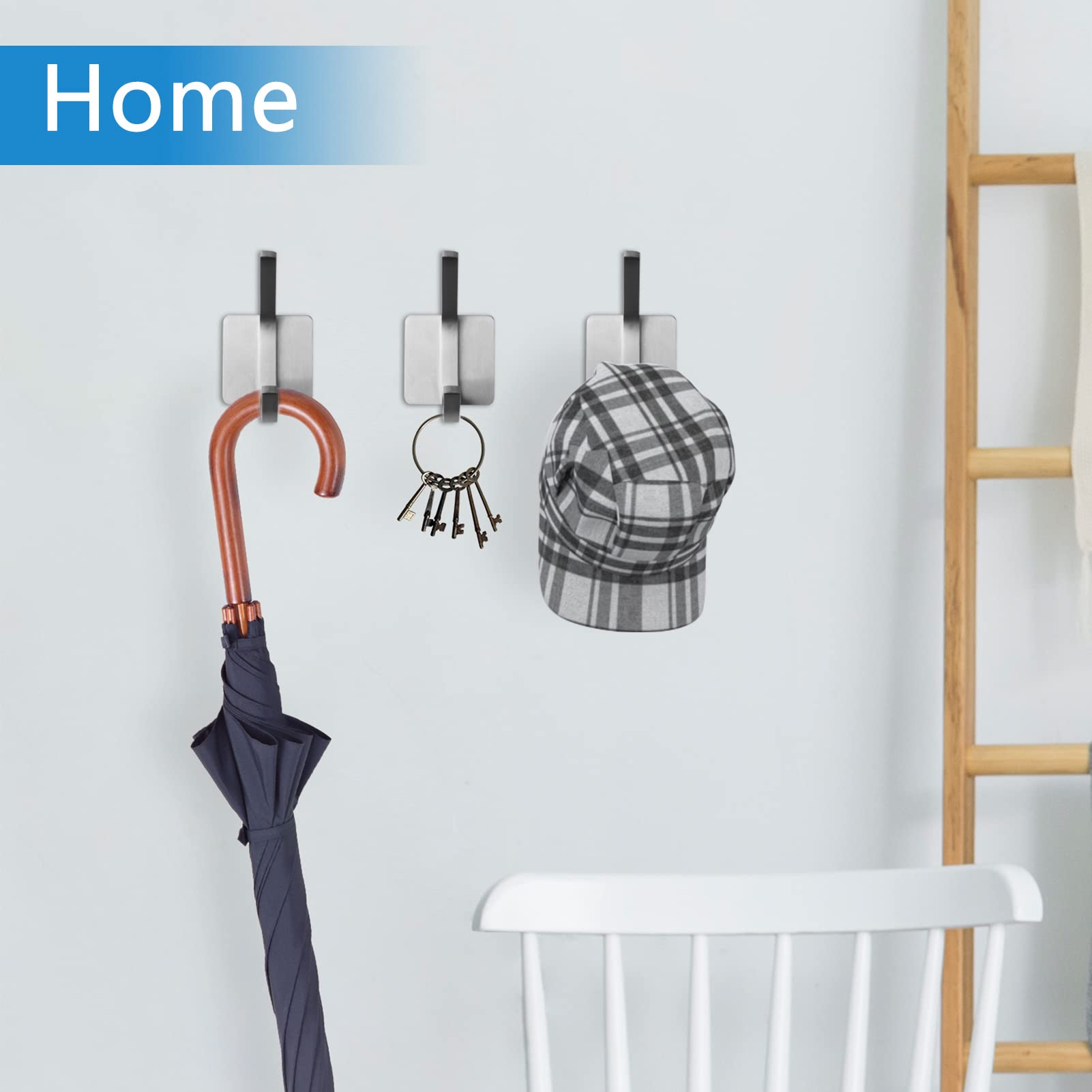 Stainless Steel Towel Hooks - Heavy Duty Self-Adhesive Wall Hooks For Bathroom & Shower