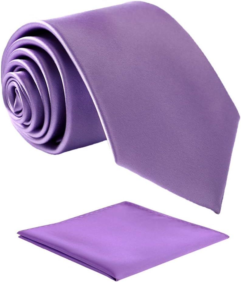 Mens Solid Satin Mens Tie With Hanky,Handmade Neckties For Men With Gift Box