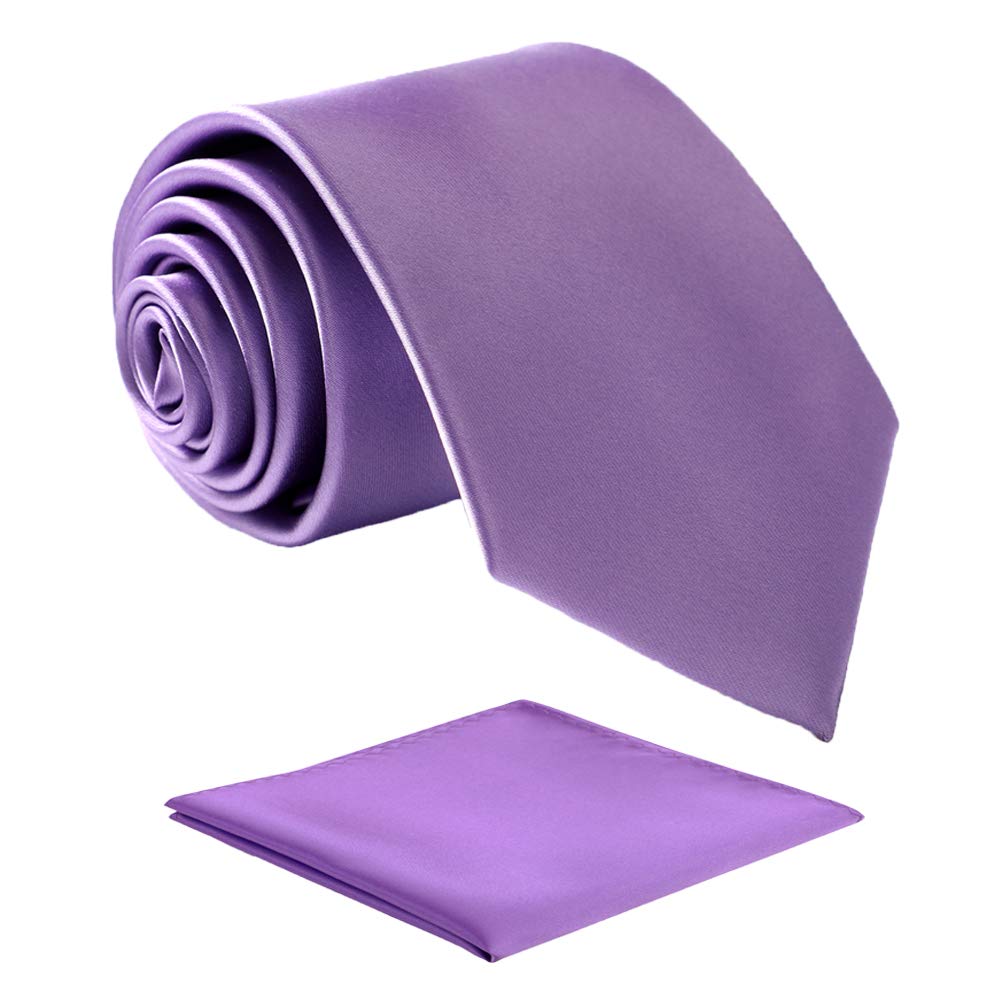 Mens Solid Satin Mens Tie With Hanky,Handmade Neckties For Men With Gift Box