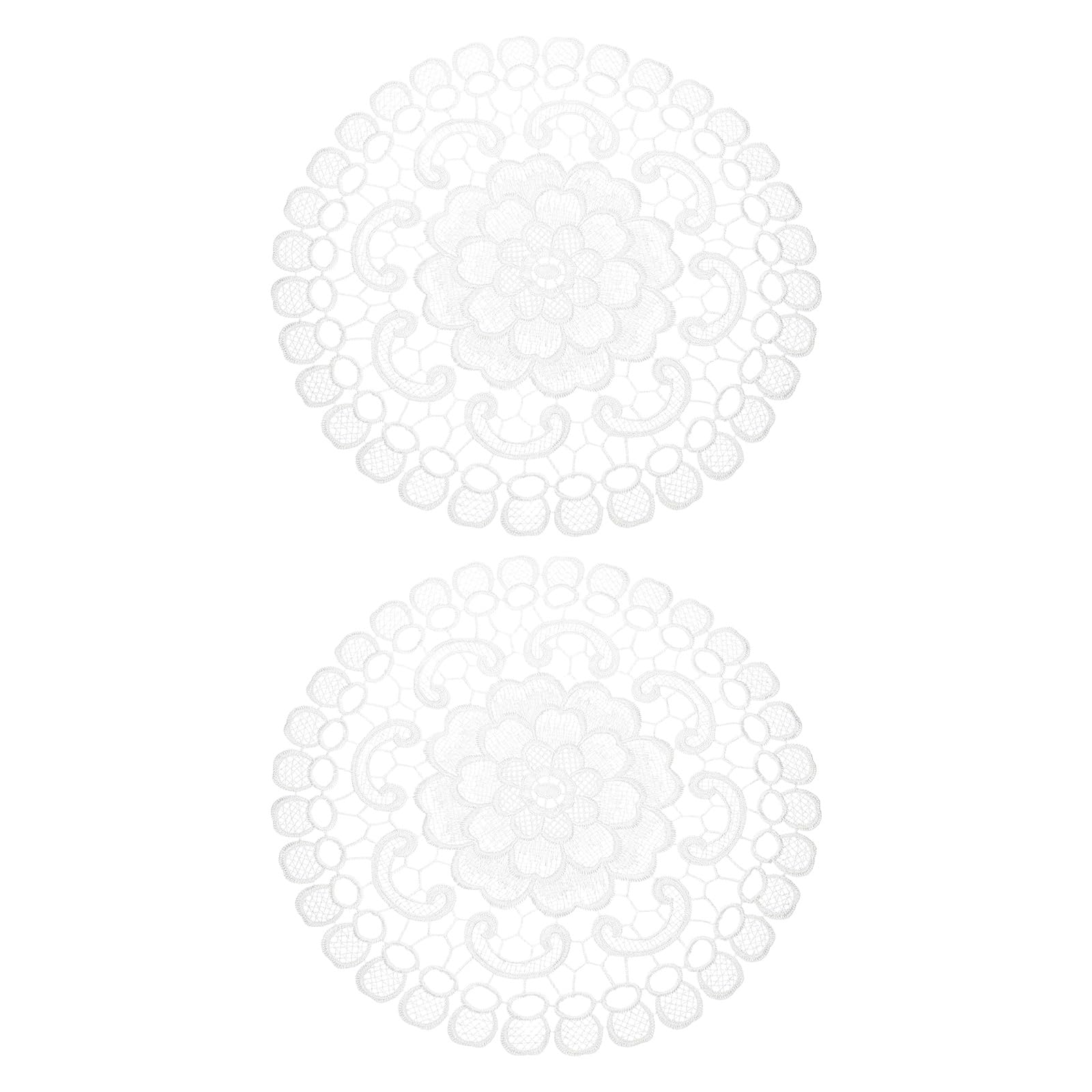 sourcing map 2 Pcs Lace Doilies for Tables, 16 Inch Round Lace Placemats, Handmade Crochet Cotton Lace Coasters for Kitchen Dining Room Wedding, White & Freesia