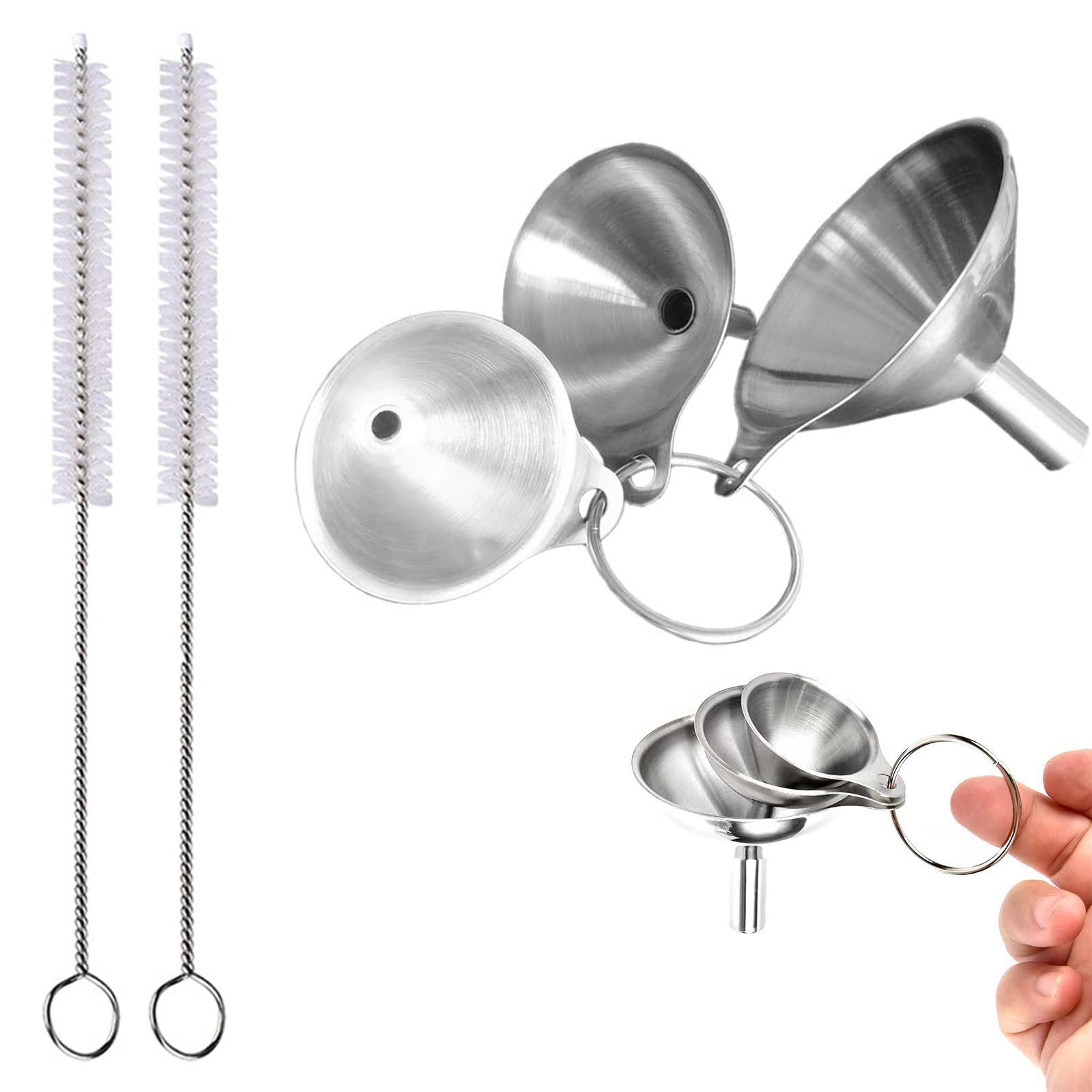 5 Piece Set Small Funnel, Mini Funnel, Small Funnels For Filling Bottles, for Transferring Liquid Fluid Essential Oils Powder Spices，Dishwasher Safe(1.7Inch/2.2Inch/2.9Inch)