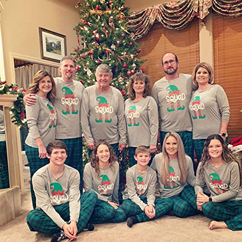 IFFEI Family Christmas Pajamas Matching Sets PJ's Sleepwear Printed Top and Plaid Pants with Pockets3