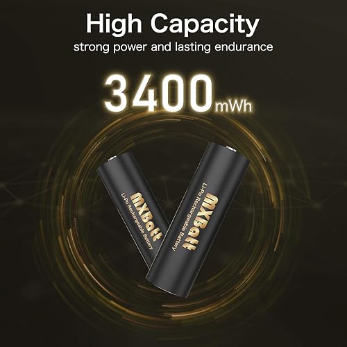 Miniatura 3 de Baterías AA recargables con cargador LCD, 1.5 V 3400 mWh de alta capacidad, 8 paquetes de baterías de litio de 1500 ciclos, para teléfonos