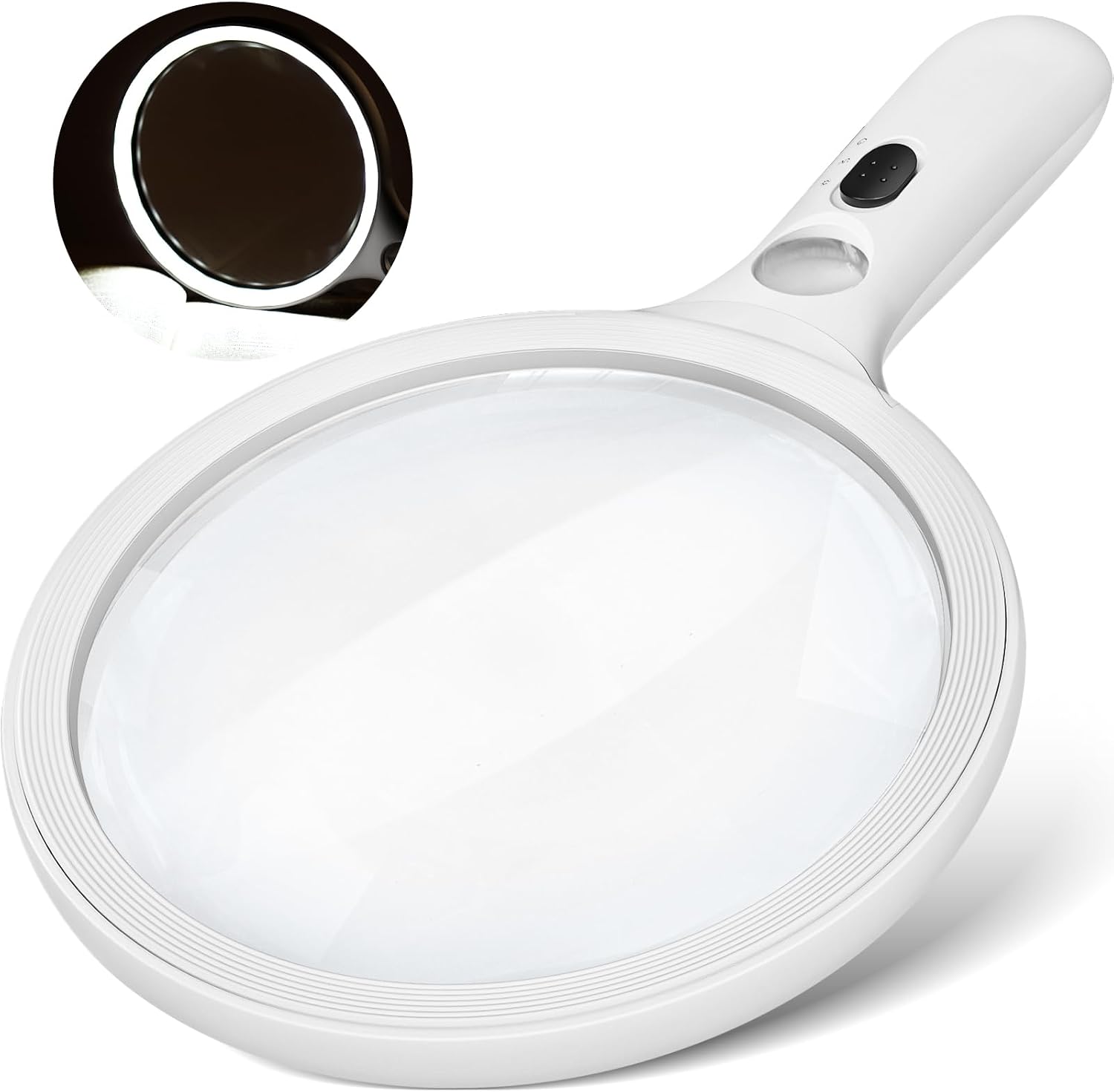 Magnifying Glass with Light Large 5" Lens, Handheld Illuminated Lighted Magnifier 24LED 1UV Light for Seniors, Reading, Coins, Jewelry, Close Work