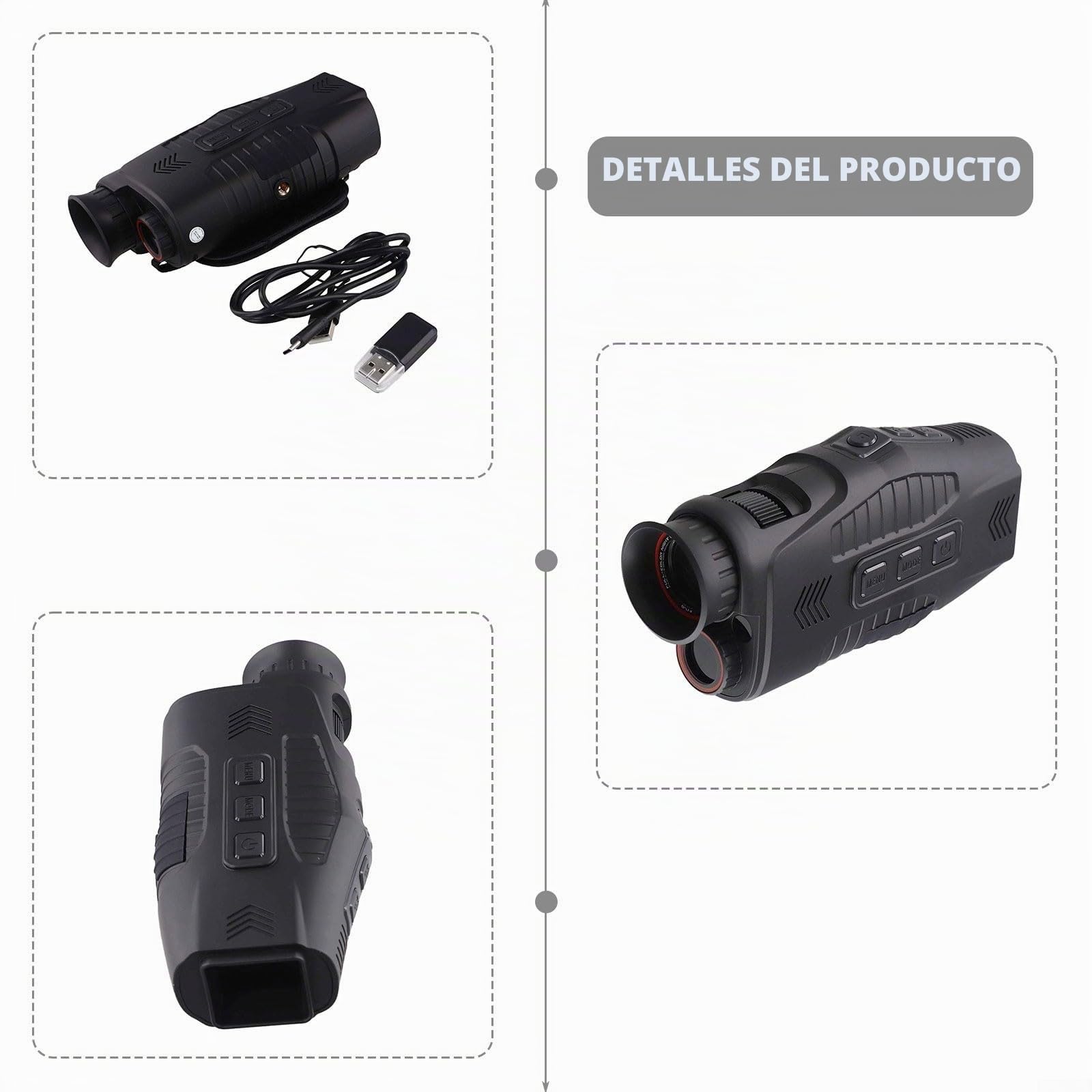 Aparato de visión nocturna infrarroja de alta resolución con zoom digital, alcance de visión de 800 m, resolución 1080p, compacta y portátil para observación nocturna, dispositivo de visión