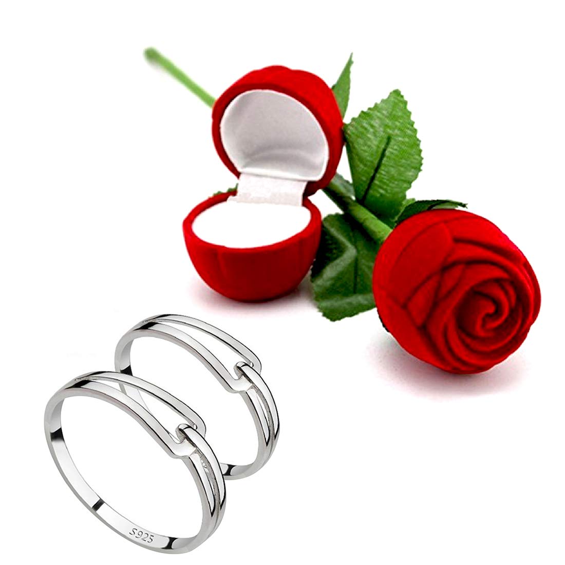 Peora Valentine Gift Hamper of Knot Couple Ring with Red Rose Gift Box for Boyfriend/Girlfriend/Gift for Valentine/Gift for Him/Gift for Her (B07NDTY6XT) Amazon Price History, Amazon Price Tracker