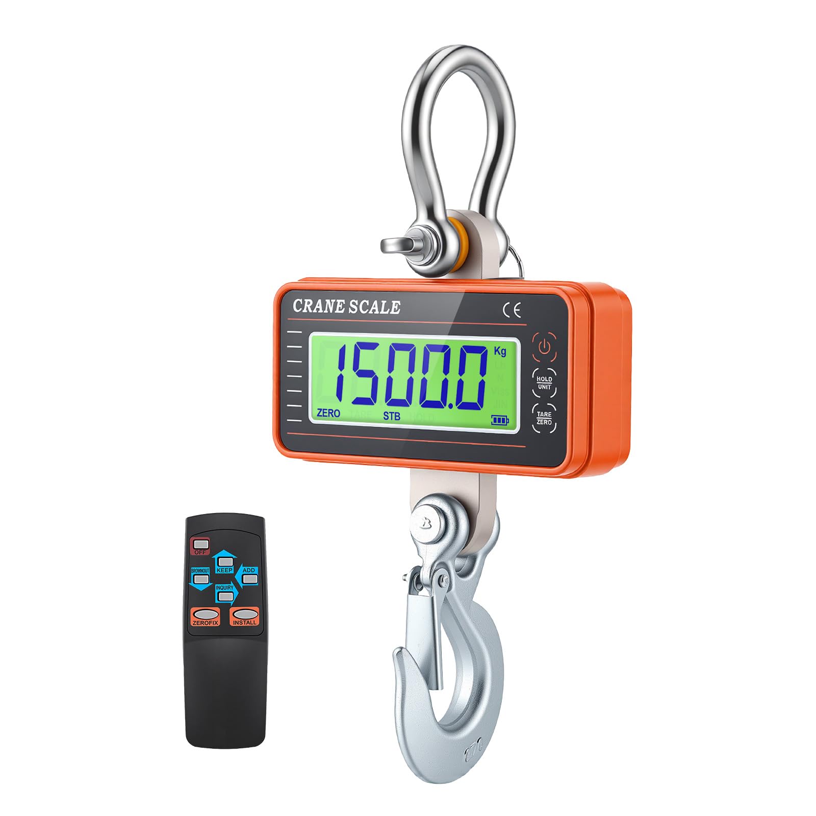 Báscula colgante 2000kg 4400lbs con Control Remoto, Báscula de Grúa Digital 2T