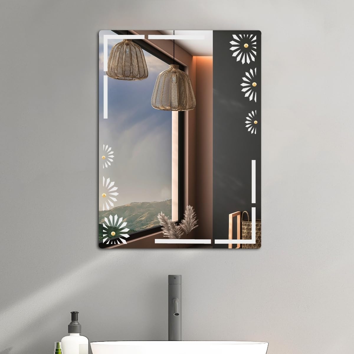 dressing mirror etching design Custom Etched Mirrors