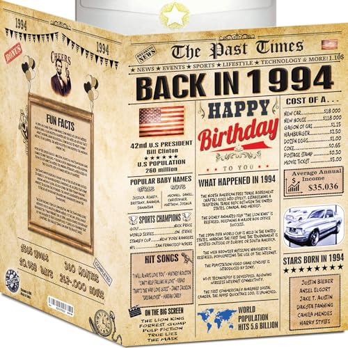 32nd Birthday Card for Women Men - Back In 1994 Newspaper - 32 nd Happy BIRTHDAY card - 32 birthday gift for Her Him - JUMBO size - 32nd birthday decorations Dad Mom - Best gifts for 32 year old