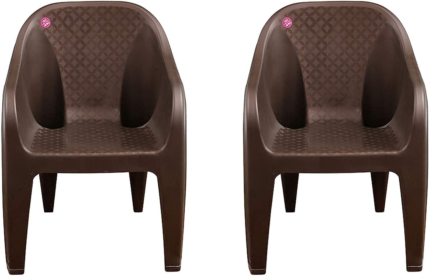 HomibossPremium Plastic Sofa Chair | Kursi | Chairs for Home, Dining Room, Bedroom, Kitchen, Living Room, Office and Outdoor & Garden| Dust Free | Brown | Set of 2 Pcs