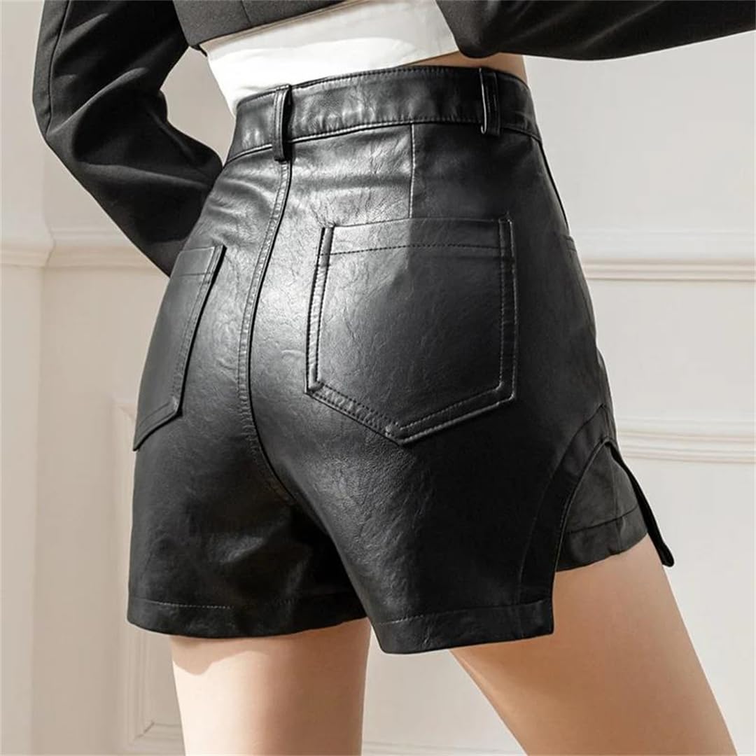 Kelsiop Falda corta gótica de piel sintética para mujer, minifalda Y2k, ropa de calle Harajuku