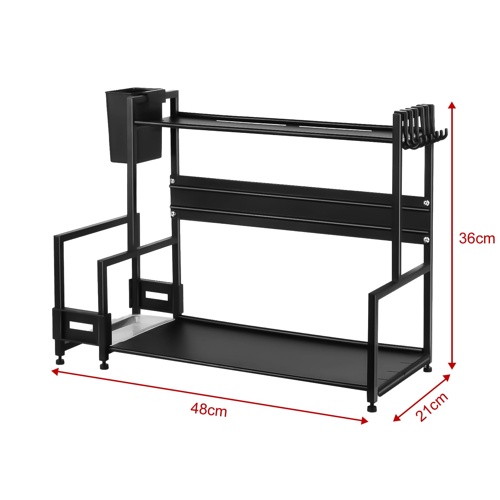 Scaffale da cucina a 2 ripiani in metallo scorrevole, 48 x 21 x 36 cm, doppio strato per risparmiare spazio