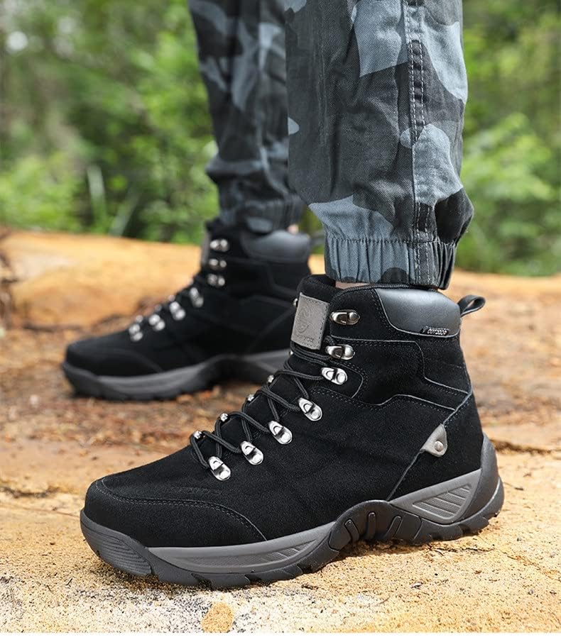 CLSQLXYJZC Men's Military and Tactical Boots for Men, Outdoor Waterproof Lace-up Sports Trekking Shoes, Durable Suede Leather and Rubber Sole Military Desert Boots