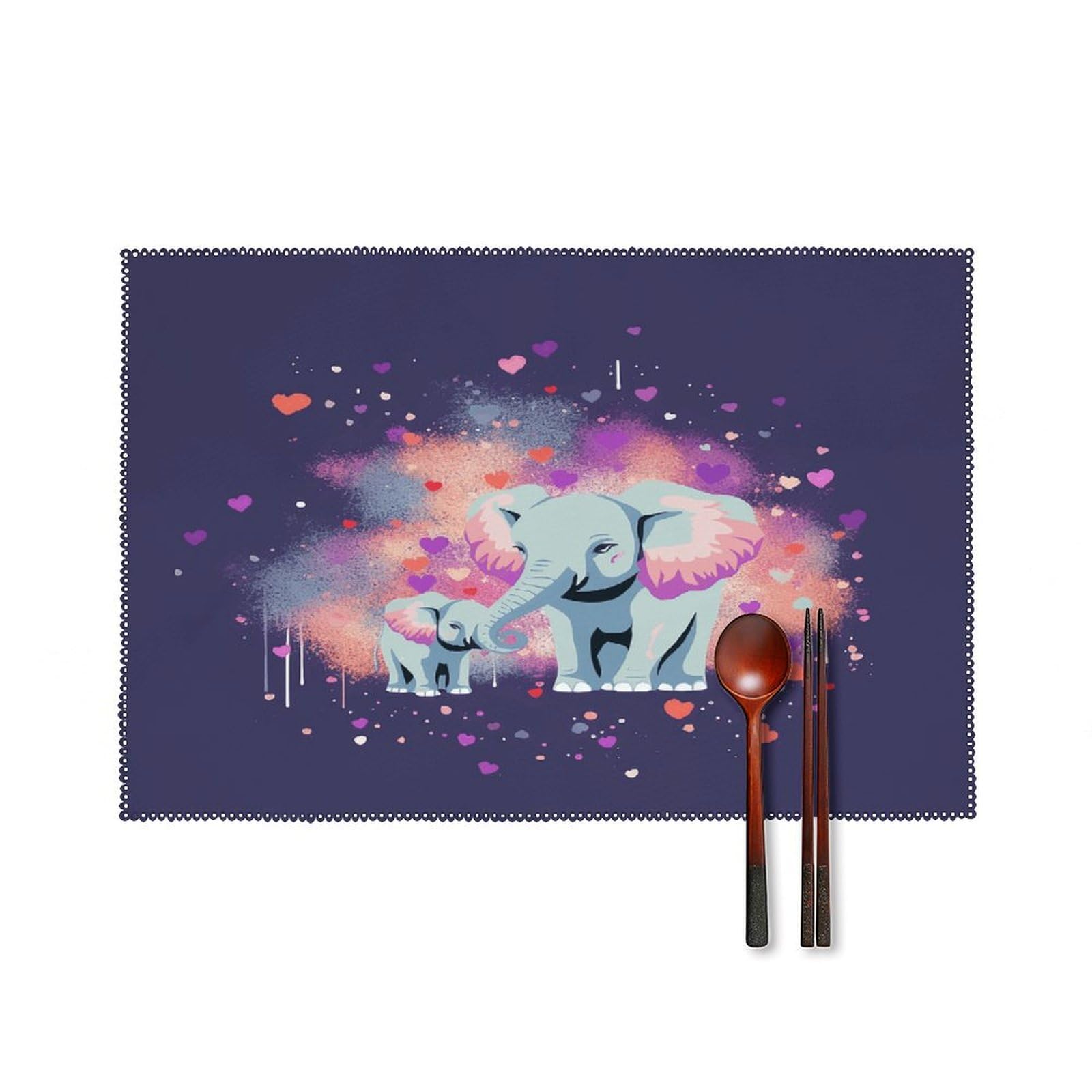 Fodpand Style Elephant Sprays Love Placemats Set Of 4 Place Mats Table Mats