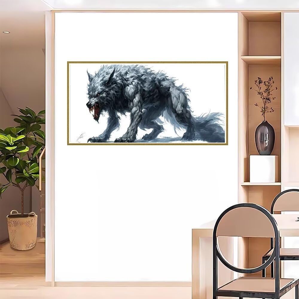 5D DIY Diamond Painting Kit Completo, lupo Diamantini Strass Ricamo a Punto per Adulti Bambini Decorazione Casa, Kit per Pittura Diamante Mosaico Fai Da Te, per Decorazioni Casa 50x120cm S-261